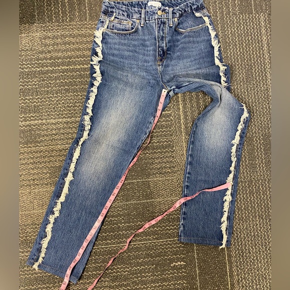 Good American Good Boy Side Fray High Waisted Jeans Size 4/27 - Picture 12 of 13